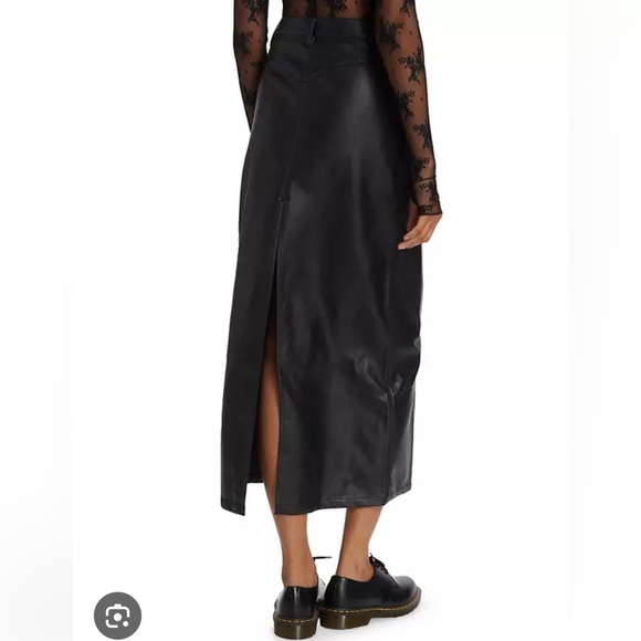 FREE PEOPLE | NWT BLACK CITY SLICKER VEGAN MAXI SKIRT SIZE 4 - Picture 6 of 12